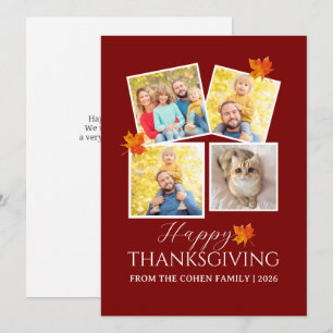Very Thankful Fall thanksgiving family photo Holiday Card