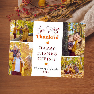 Very Thankful Fall thanksgiving family photo Holiday Card