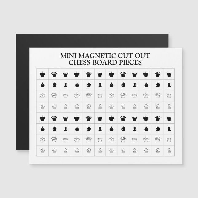 Very tiny mini magnetic card chess board pieces (Front/Back)