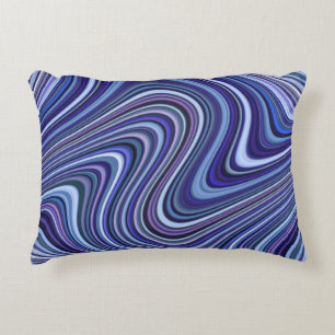 Very Unique Blue Shade Curvy Line Pattern Decorative Cushion