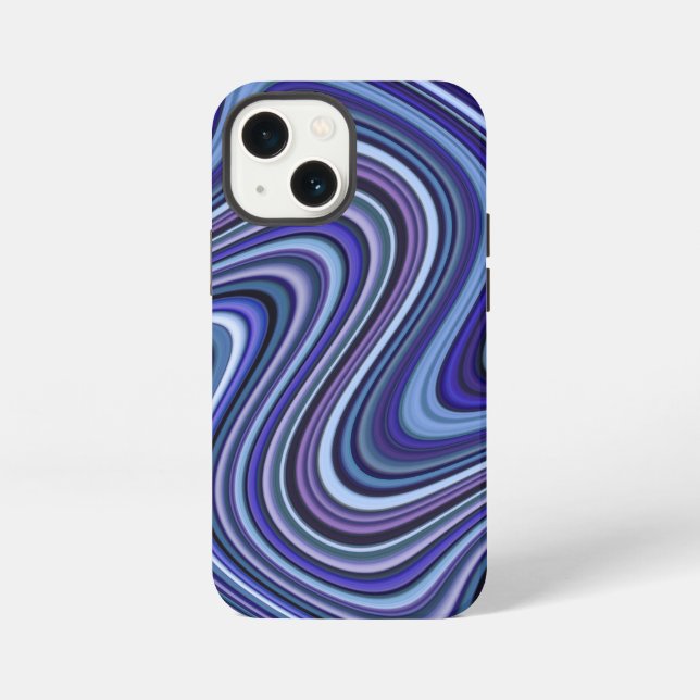 Very Unique Blue Shade Curvy Line Pattern iPhone Case (Back)