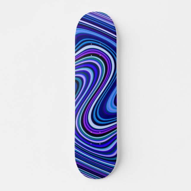 Very Unique Blue Shade Curvy Line Pattern Skateboard (Front)