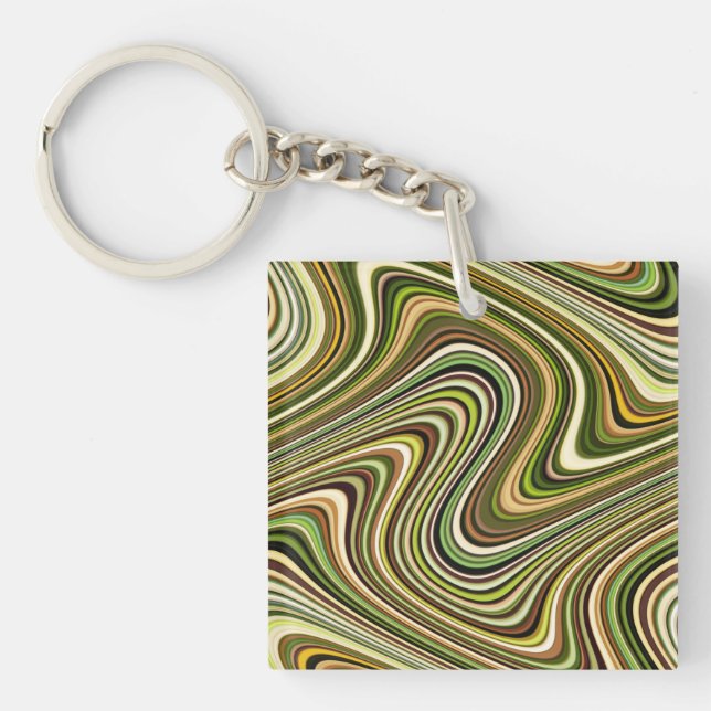 Very Unique Multi-Colour Curvy Line Pattern Key Ring (Front)