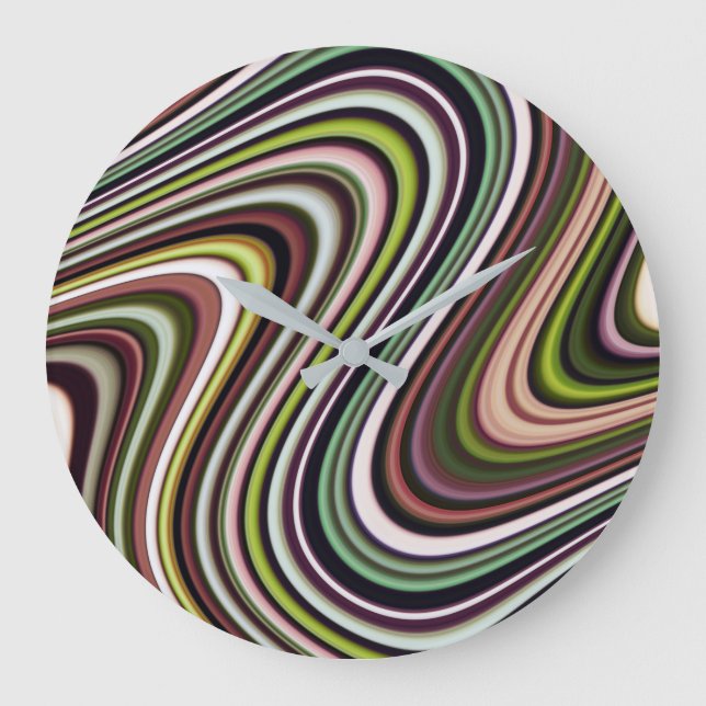 Very Unique Multi-Colour Curvy Line Pattern Large Clock (Front)