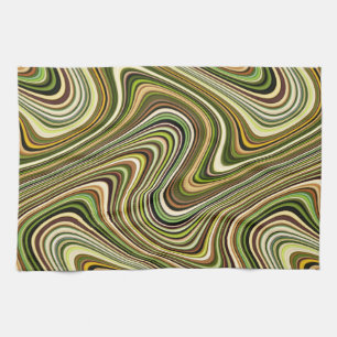 Very Unique Multicolored Curvy Line Pattern Tea Towel
