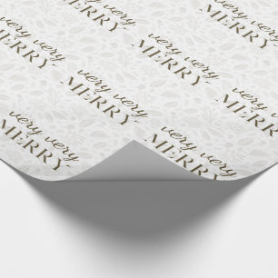 Very Very Merry Rustic Botanical with Typography Wrapping Paper