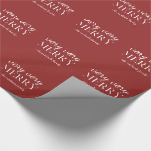 Very Very Merry Typography with Name Christmas Wrapping Paper