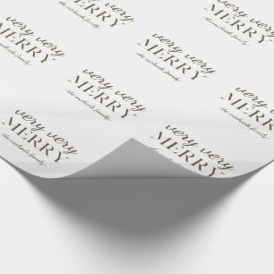 Very Very Merry Typography with Name Christmas Wrapping Paper