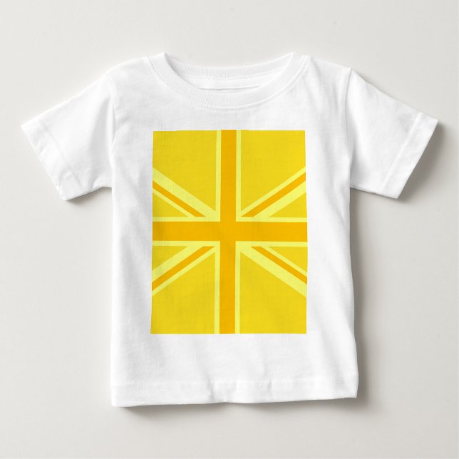 Very Yellow Union Jack British Flag Baby T-Shirt (Front)