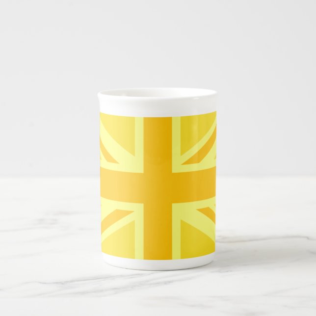 Very Yellow Union Jack British Flag Bone China Mug (Front)