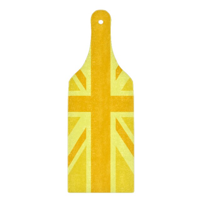 Very Yellow Union Jack British Flag Cutting Board (Front)