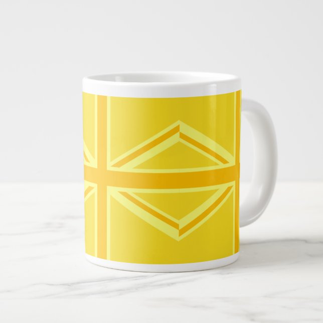 Very Yellow Union Jack British Flag Large Coffee Mug (Front Right)