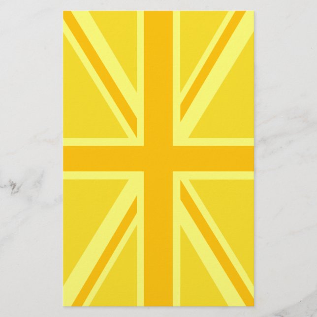 Very Yellow Union Jack British Flag Stationery (Front)