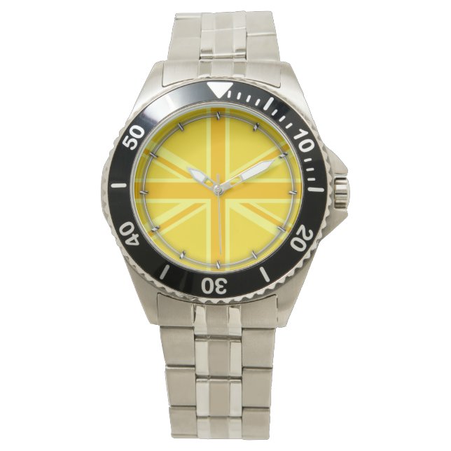 Very Yellow Union Jack British Flag Watch (Front)
