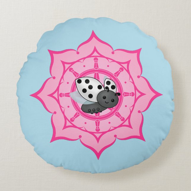 Vesak Buddha Ladybug Round Cushion (Front)