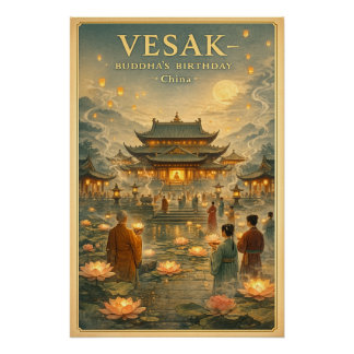 Vesak / Buddha’s Birthday, China travel Poster