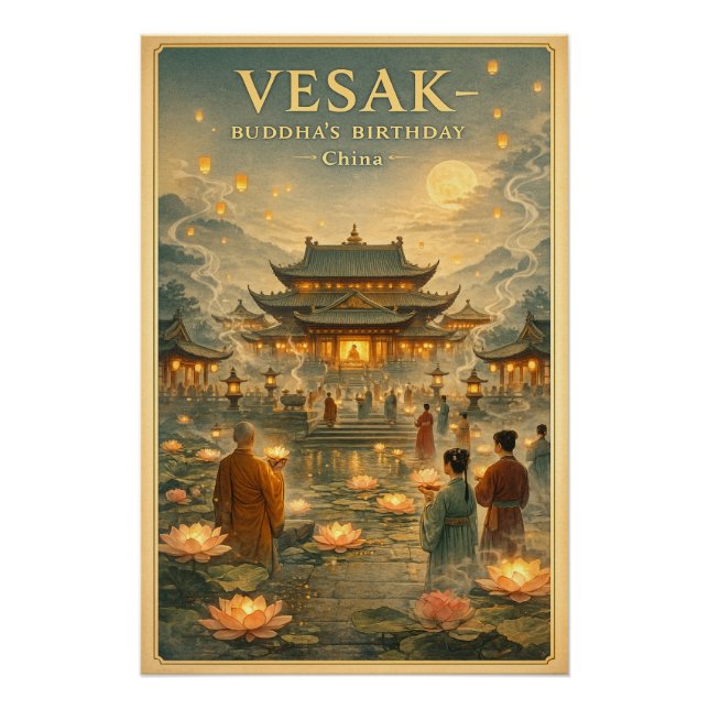 Vesak / Buddha’s Birthday, China travel Poster (Front)