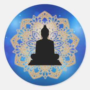 Vesak Day Buddha and Mandala Vaisakha Purnima Classic Round Sticker