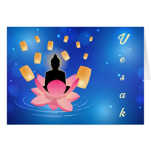 Vesak Day Buddha on Lotus Lantern Vaisakha (Front Horizontal)