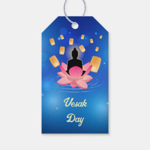 Vesak Day Buddha on Lotus Lantern Vaisakha Gift Tags