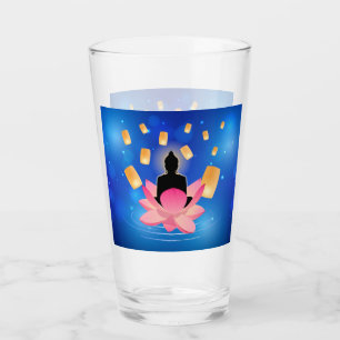 Vesak Day Buddha on Lotus Lantern Vaisakha Glass