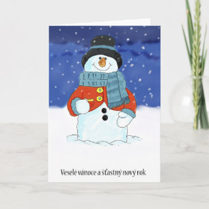 Vesele vanoce a stastny novy rok - Czech Snowman Holiday Card