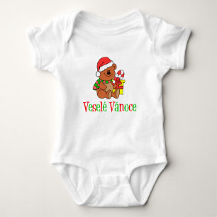 Vesele Vanoce Czech Christmas Bear Baby Bodysuit