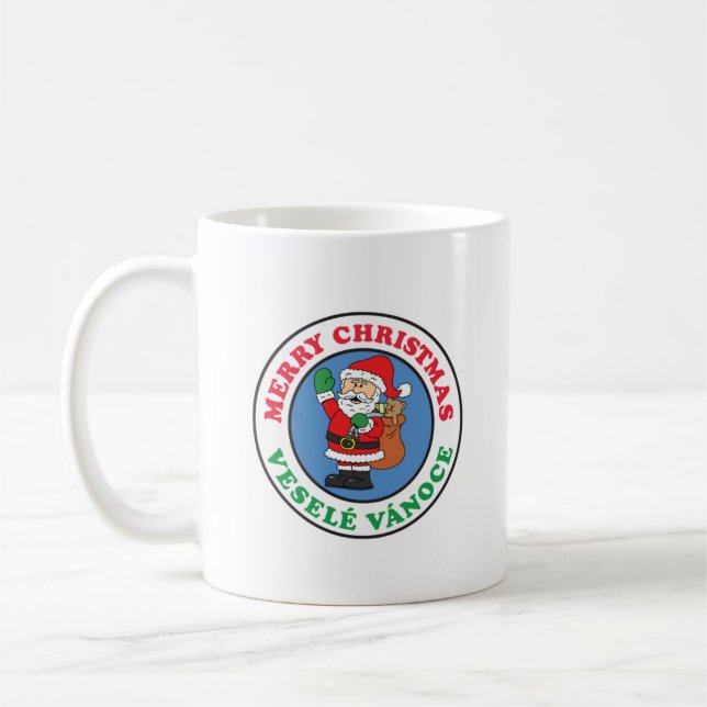 Vesele Vanoce Czech Christmas Santa Coffee Mug (Left)