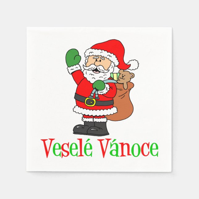 Vesele Vanoce Czech Christmas Santa Napkins (Front)