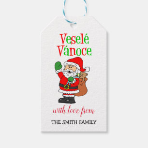 Vesele Vanoce Czech Santa Personalised Family Gift Tags