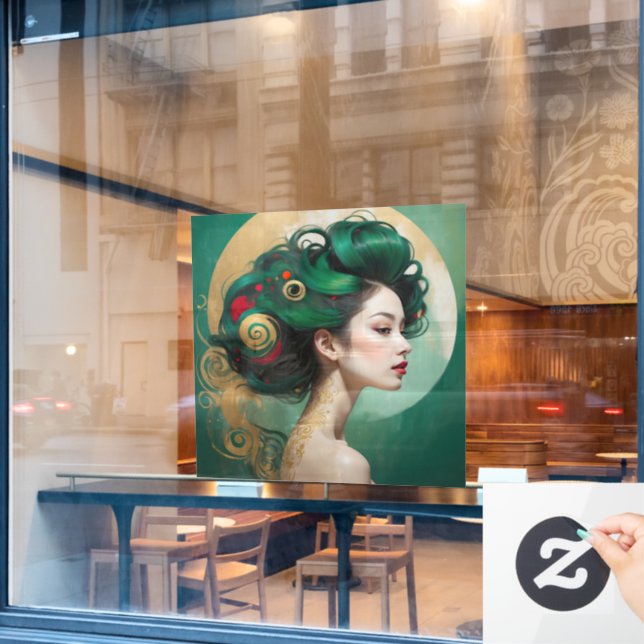 “Vesendra” - Sculpted Beauty, Eternal Muse Window Cling (Cafe Window)