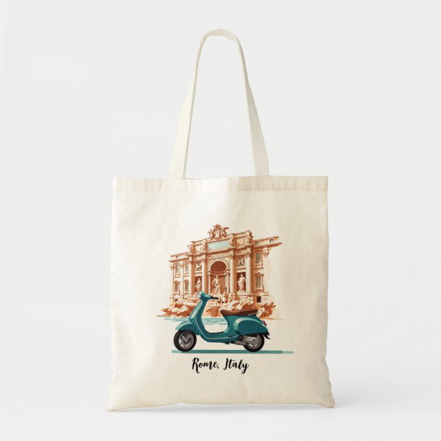 Vespa in front of the Trevi Fountain in Rome Tote Bag (Front)