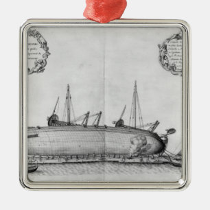 Vessel lying on its hull metal tree decoration
