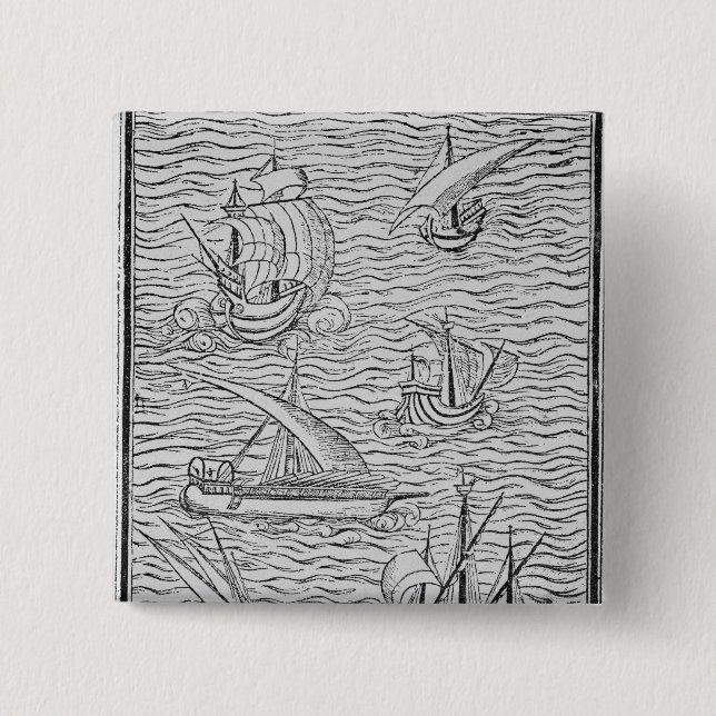 Vessels of Early Spanish Navigators 15 Cm Square Badge (Front)