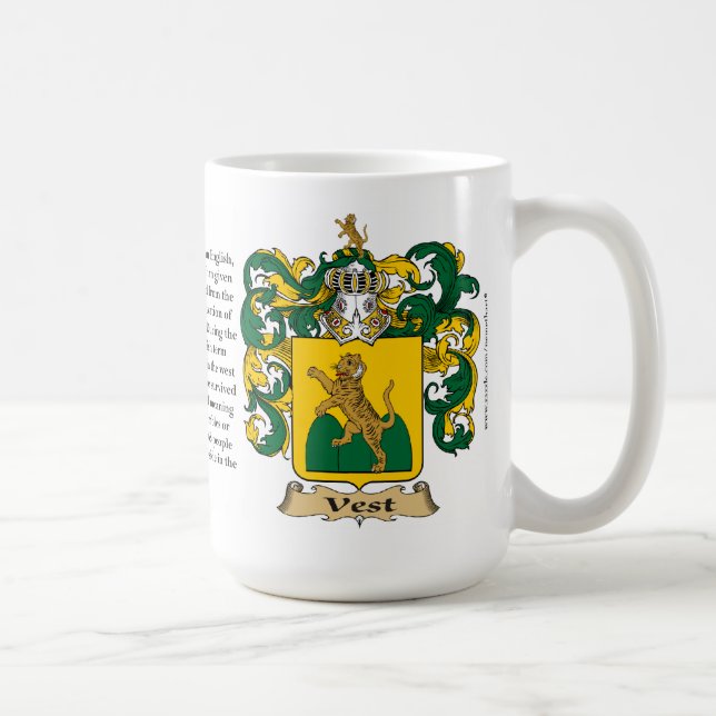 Vest, the Origin, the Meaning and the Crest Coffee Mug (Right)