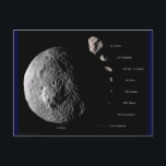 Vesta and Asteroid Gallery Postcard<br><div class="desc">Vesta and Asteroid Gallery Vesta and Asteroid Gallery This composite image shows the comparative sizes of nine asteroids. Up until now, Lutetia, with a diameter of 81 miles (130 kilometres), was the largest asteroid visited by a spacecraft, which occurred during a flyby. Vesta, which is also considered a protoplanet because...</div>