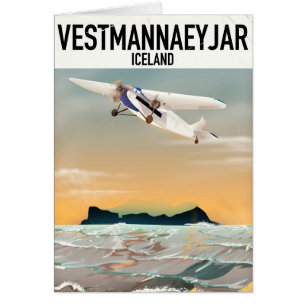Vestmannaeyjar Iceland travel poster.
