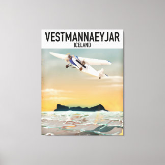Vestmannaeyjar Iceland travel poster. Canvas Print