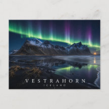 Vestrahorn Mountain Stokksnes Iceland Aurora