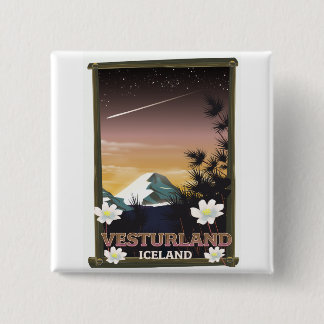 Vesturland Iceland travel poster 15 Cm Square Badge