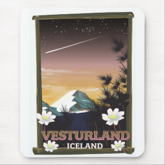 Vesturland Iceland travel poster Mouse Mat