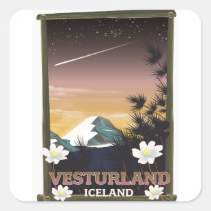 Vesturland Iceland travel poster Square Sticker