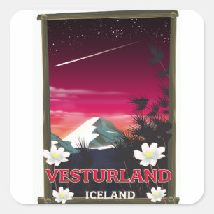 vesturland Iceland travel poster Square Sticker