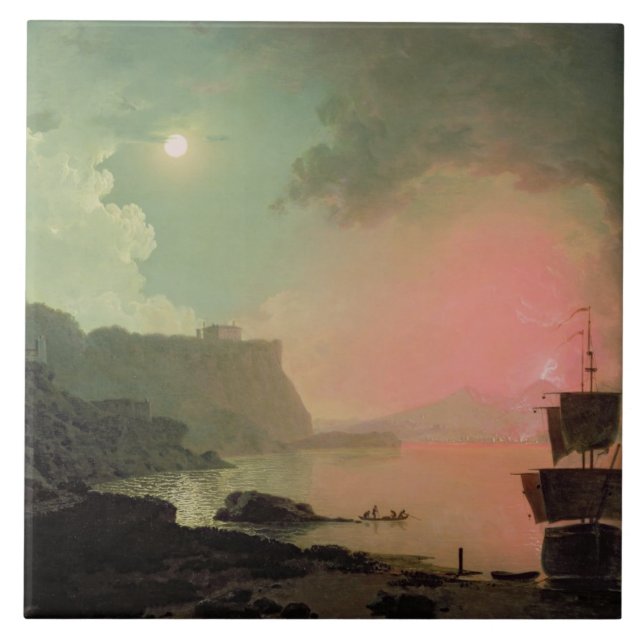 Vesuvius from Posillipo, c.1788 (oil on panel) Tile (Front)