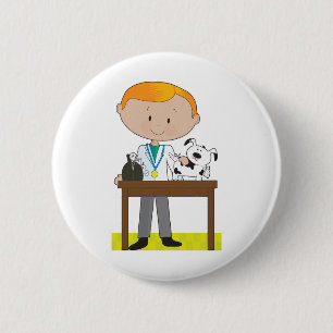 Vet and Dog 6 Cm Round Badge
