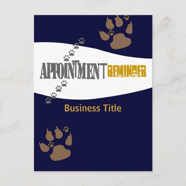 Vet Animal Care Appointment Reminder Postcard (Front)