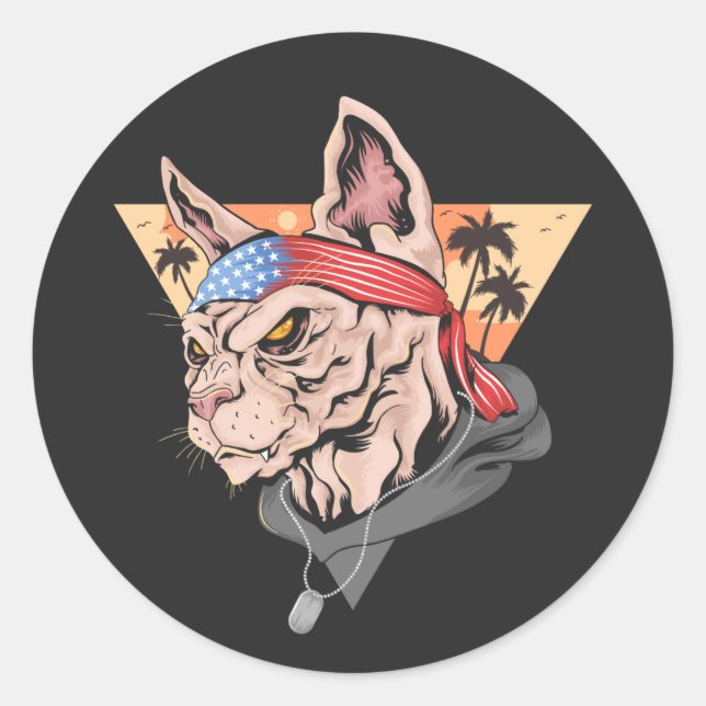 Vet Cat Palm Trees Classic Round Sticker (Front)