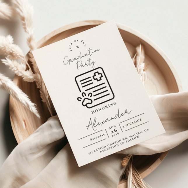 Vet Med Paw Syringe Graduation Party Invitation (Creator Uploaded)