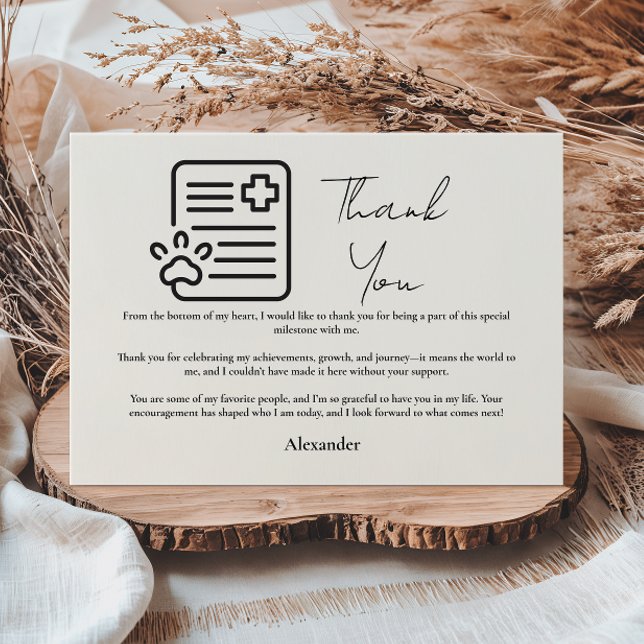 Vet Med Paw Syringe Graduation Party Thank You Card (Creator Uploaded)