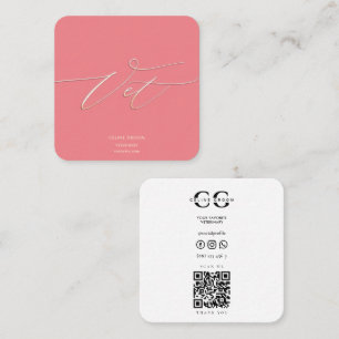 VET Pet Groom Care Dog Expert Veterinarian Qr Square Business Card